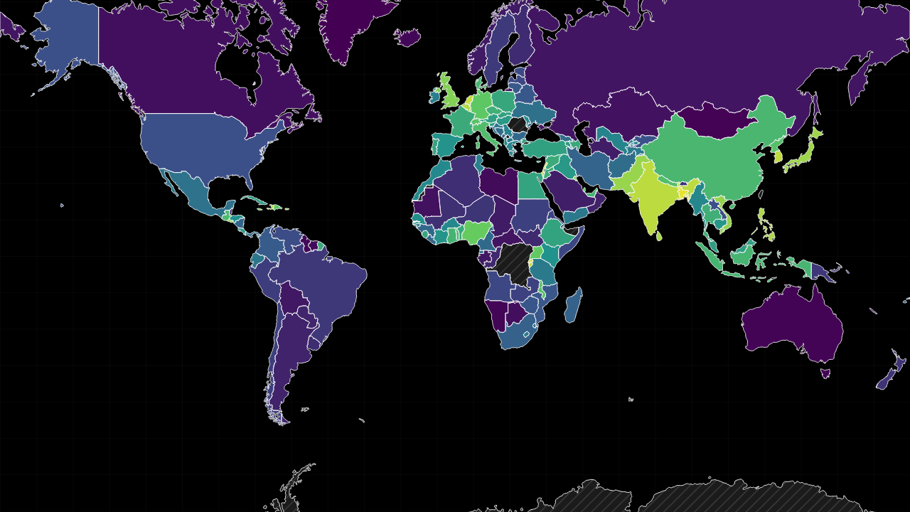 Population Density by Country full-map gradient preview.
