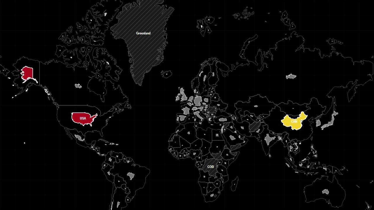 UNITED STATES VS CHINA map preview with selected comparison countries.